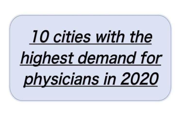 10 cities with the highest demand for physicians in 2020