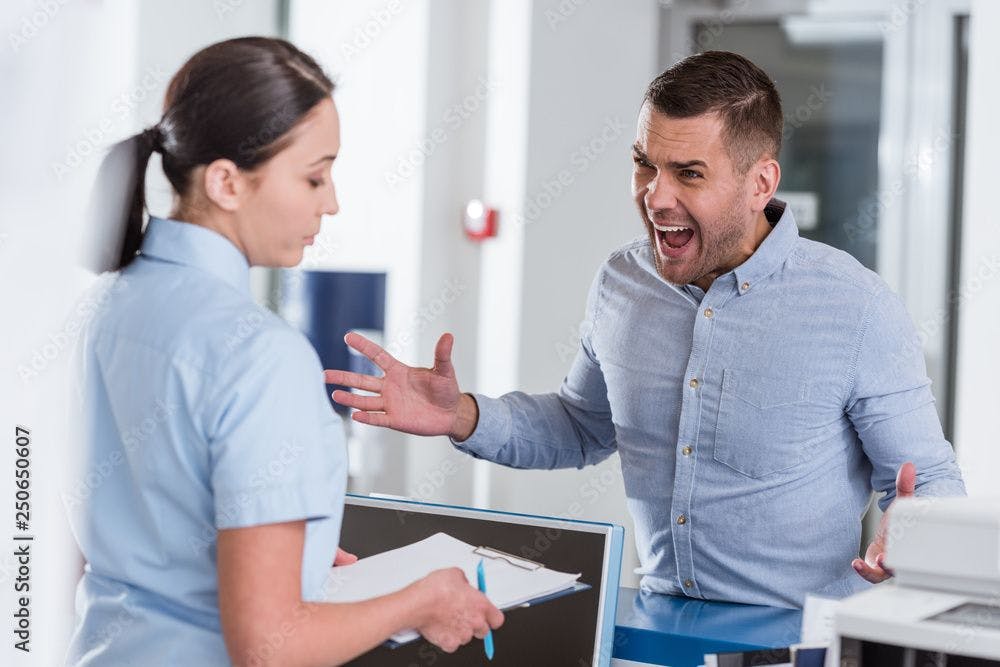 patient yelling at physician