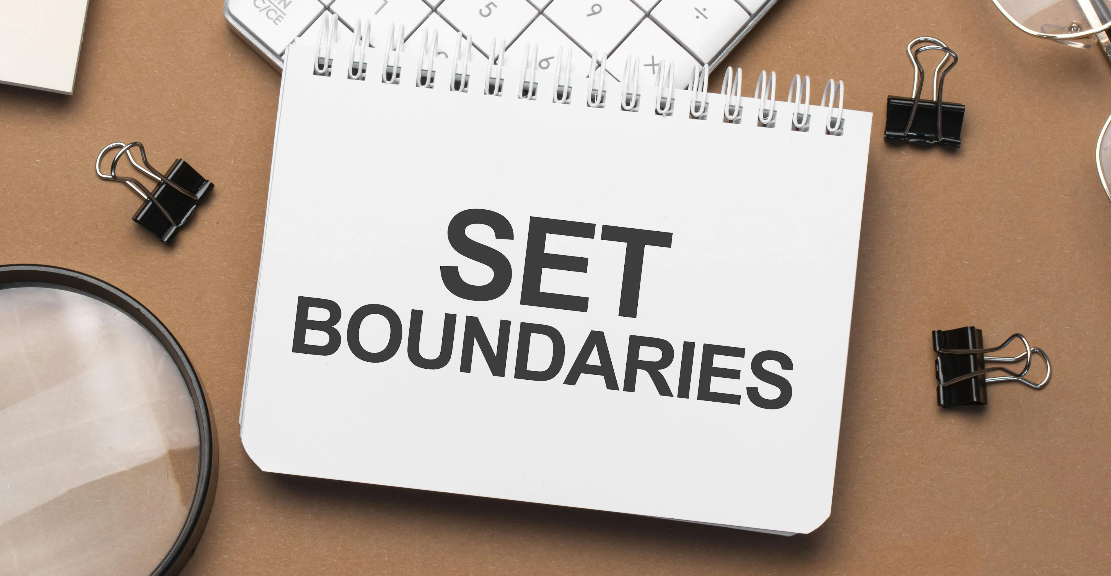 set boundaries sign on office desk