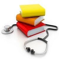 books and stethoscope