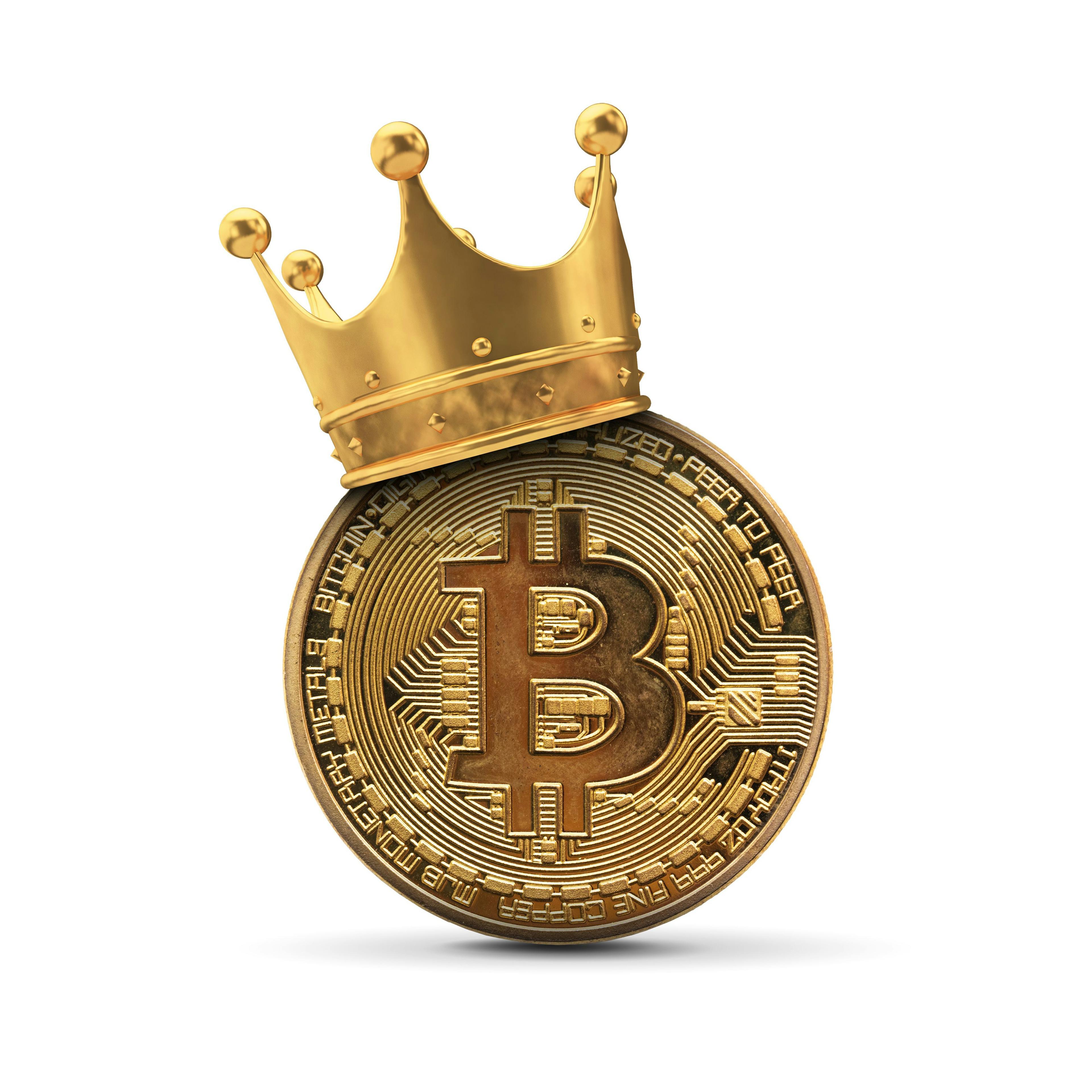 bitcoin wearing a king crown