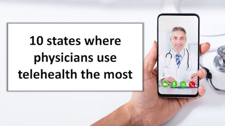 10 states where physicians use telehealth the most
