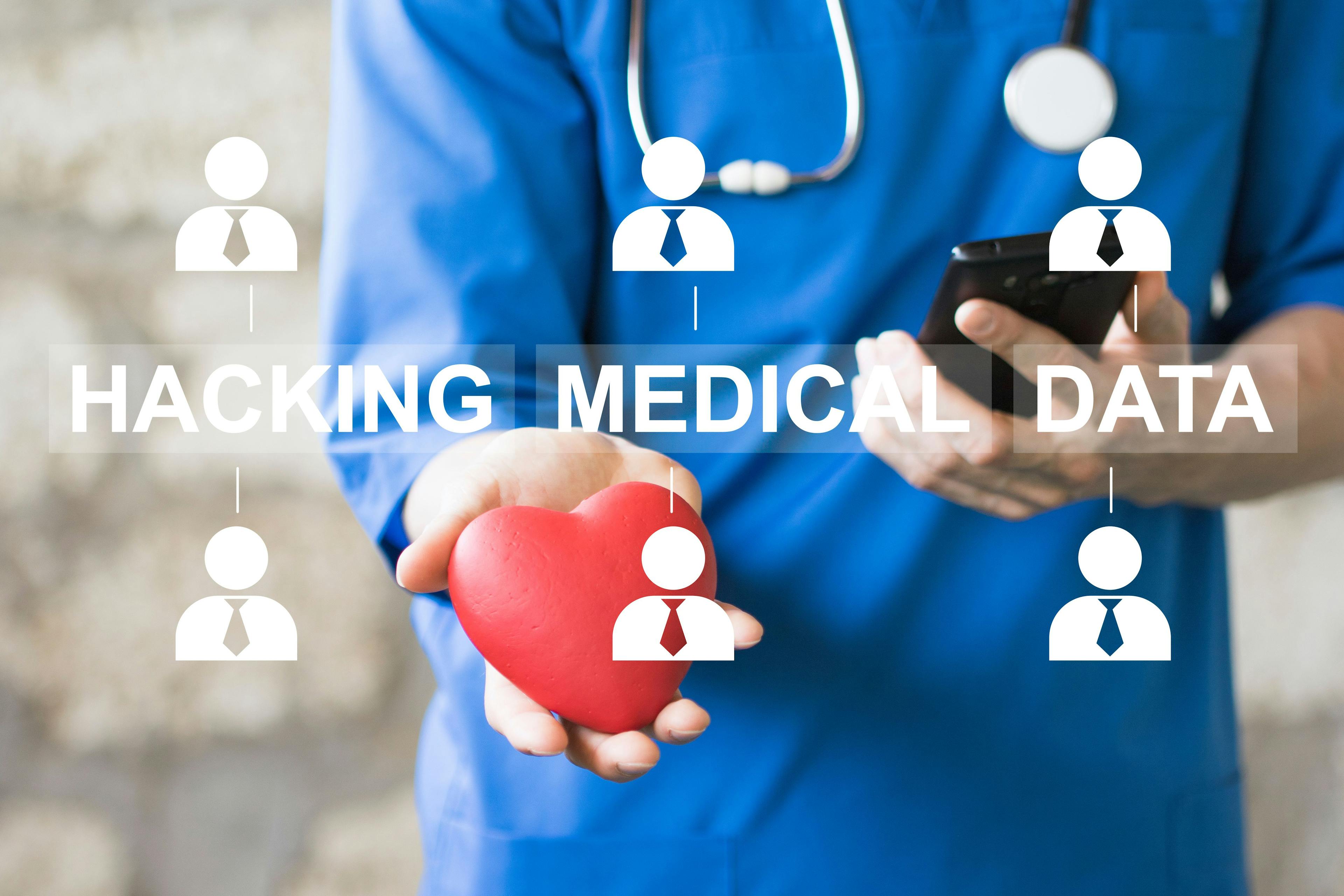 Hacking medical data text against physician background ©maxsim-stock.adobe.com