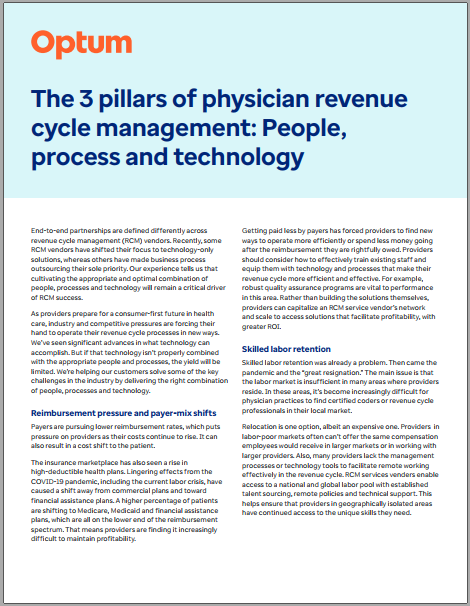 The 3 Pillars of Physician Revenue Cycle Management: People, Process, and Technology