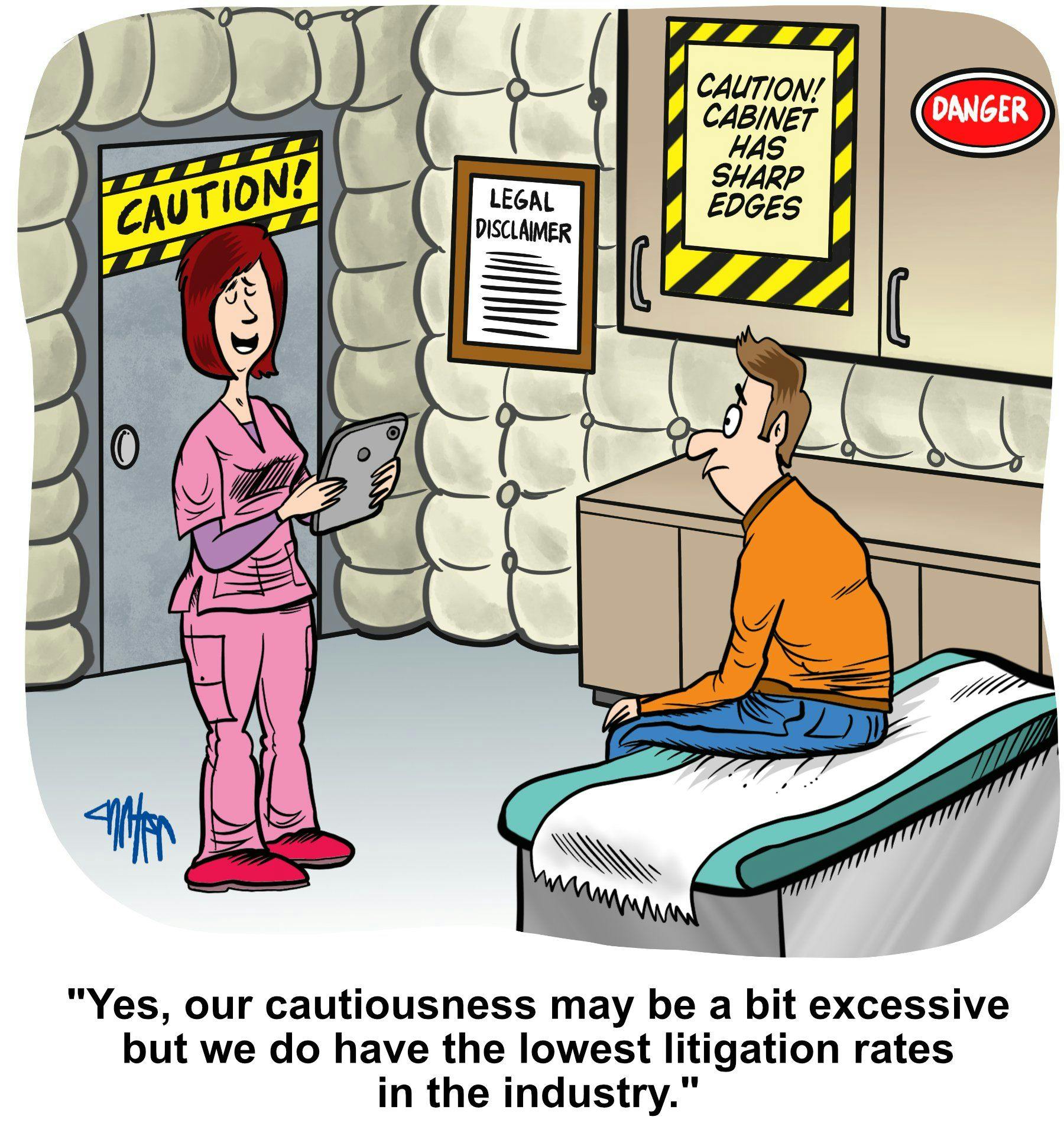 Medical Economics cartoon: Is there too much malpractice prevention?