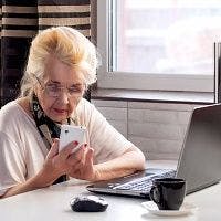 Elderly Woman at computer