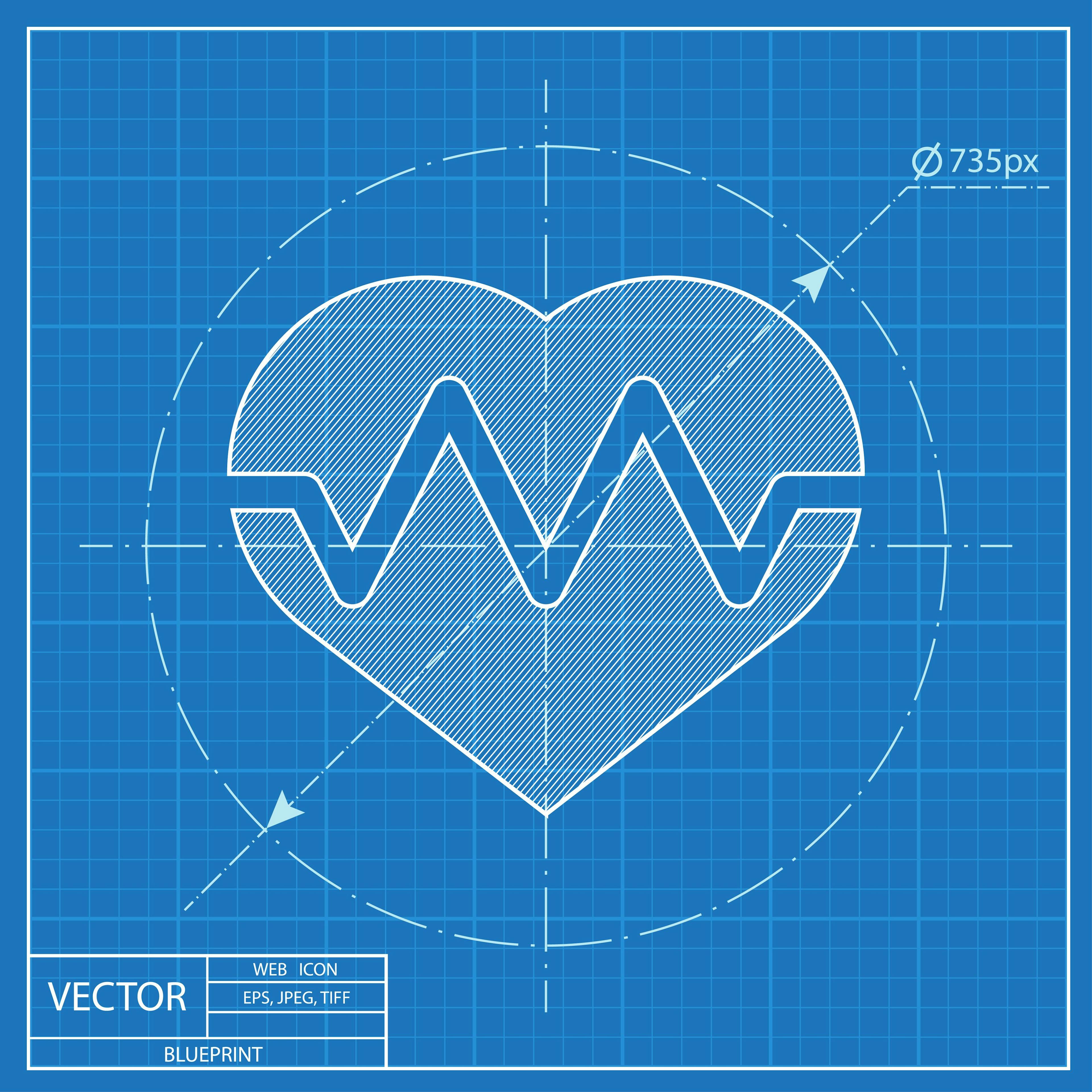 blueprint design heart