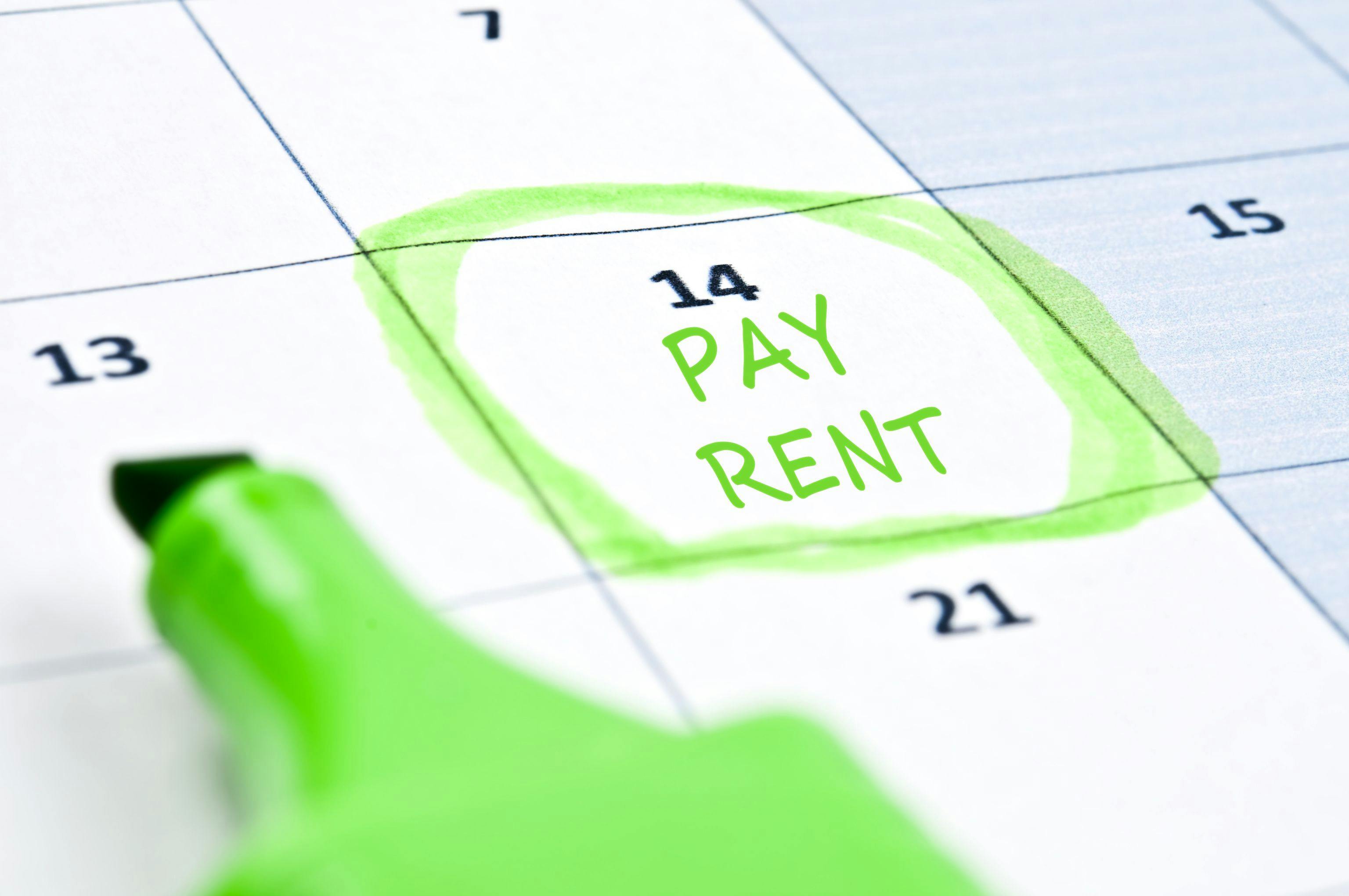 pay rent written on schedule
