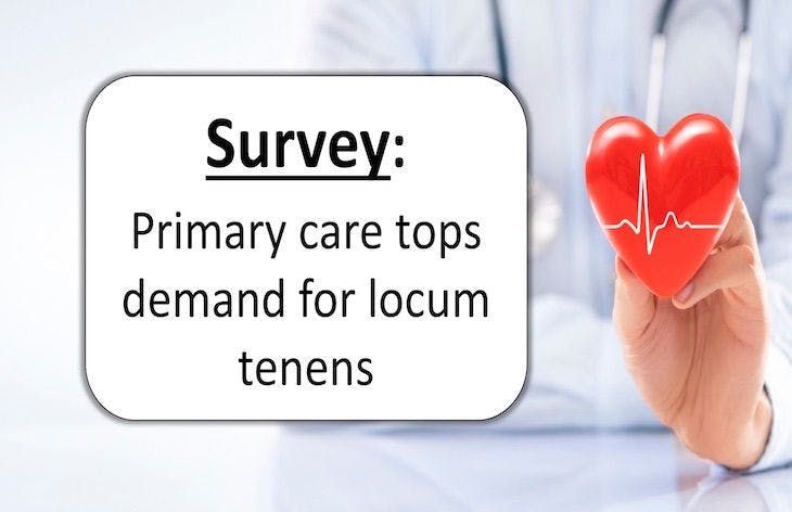 Survey: Primary care tops demand for locum tenens 