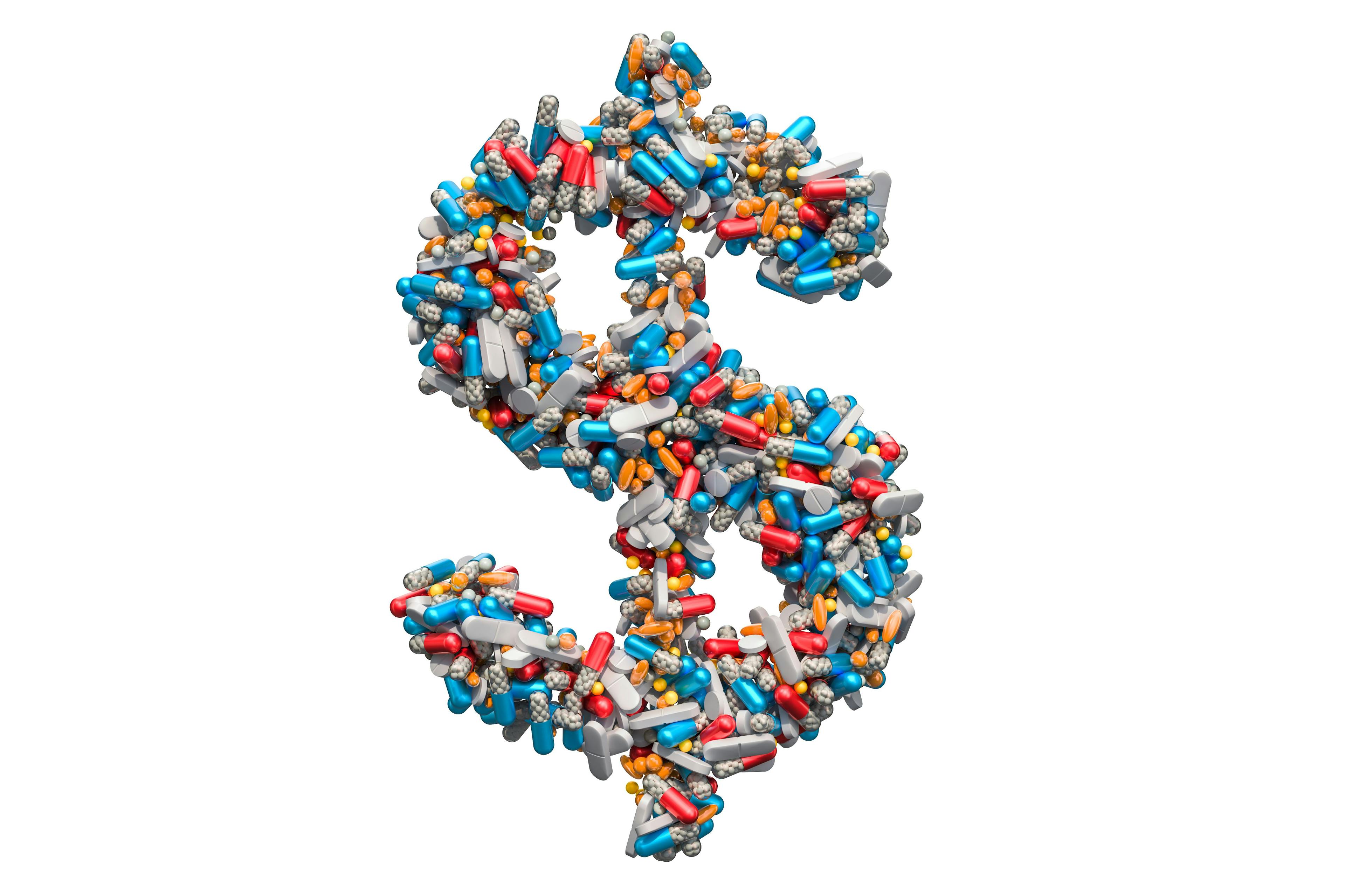 money sign made out of pills