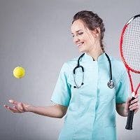 Doctor playing tennis